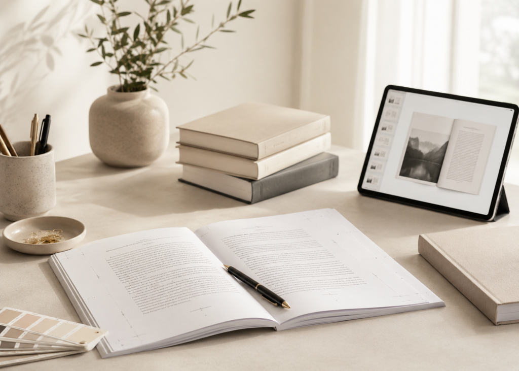 Book production and publishing workspace
